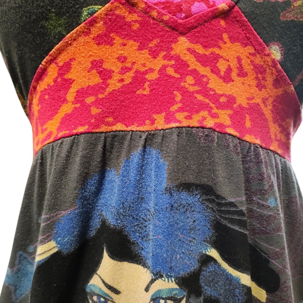 Desigual Asian Geisha Print Dress Short Sleeve Art Y2K Colorful XS / S FLAW - Picture 7 of 12
